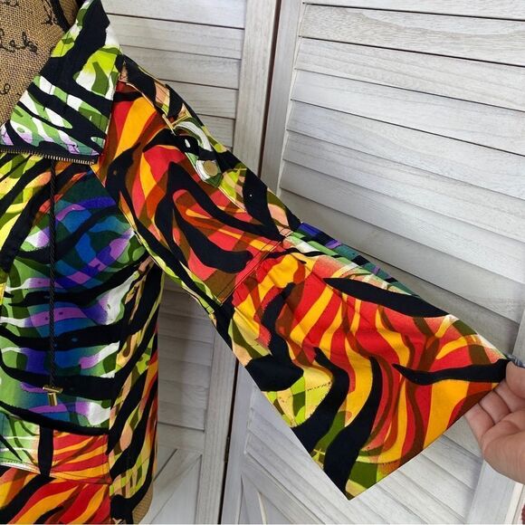 Just B Rainbow Tiger Stripe Flared 3/4 Sleeve Jacket Medium - Picture 7 of 13